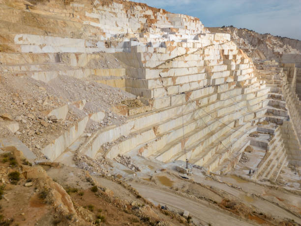 istock Open mining pit for white marble - stock photo 1434974128