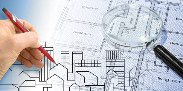 istock Architect planning a residential building over an imaginary cityscape and cadastral parcel - concept image 1434974989