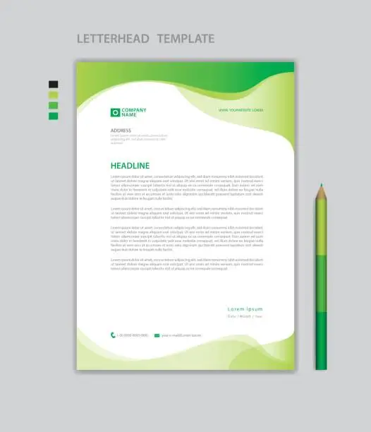 Vector illustration of Letterhead template vector, minimalist style, printing design, business advertisement layout, Green concept background, simple letterhead template mock up, company letterhead design