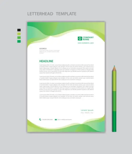 Vector illustration of Letterhead template vector, minimalist style, printing design, business advertisement layout, Green concept background, simple letterhead template mock up, company letterhead design