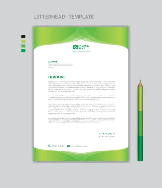 Vector illustration of Letterhead template vector, minimalist style, printing design, business advertisement layout, Green concept background, simple letterhead template mock up, company letterhead design