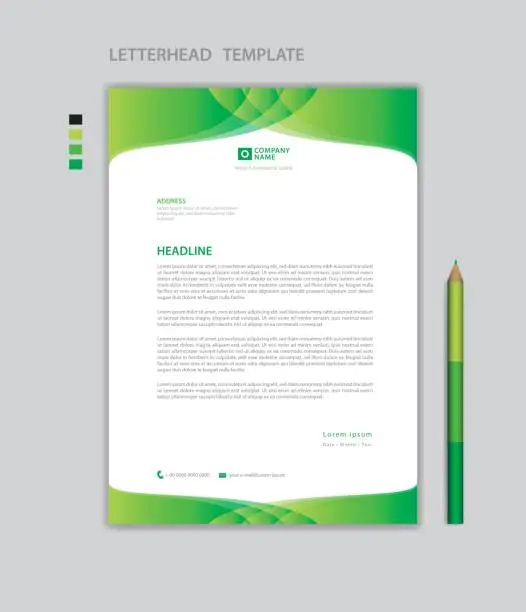 Vector illustration of Letterhead template vector, minimalist style, printing design, business advertisement layout, Green concept background, simple letterhead template mock up, company letterhead design