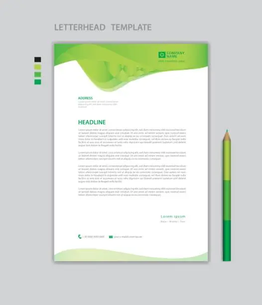 Vector illustration of Letterhead template vector, minimalist style, printing design, business advertisement layout, Green concept background, simple letterhead template mock up, company letterhead design
