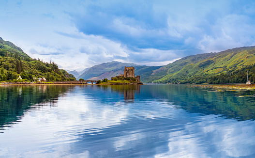 Eilean Donan Castle in the Highlands of Scotland. Located between 3 lakes: Loch Duich, Loch Long and Loch Alsh, next to Skye island bridge. Built in the 6th or 7th century, dedicated to Donnán of Eigg, the Irish saint who was martyred on Eigg