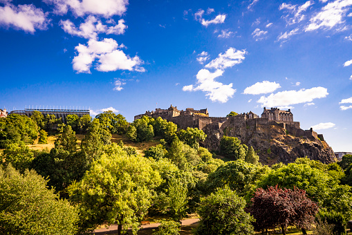 Edinburgh skyline capital city of Scotland UK United Kingdom with the Edinburgh castle.