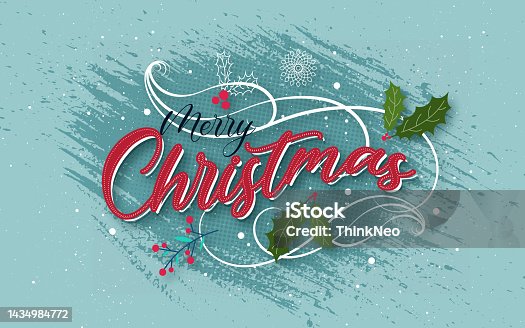 istock Christmas card Retro with Merry Christmas Lettering design 1434984772