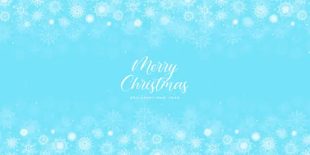Vector illustration of Holiday Blue Background with Snowflake Frame