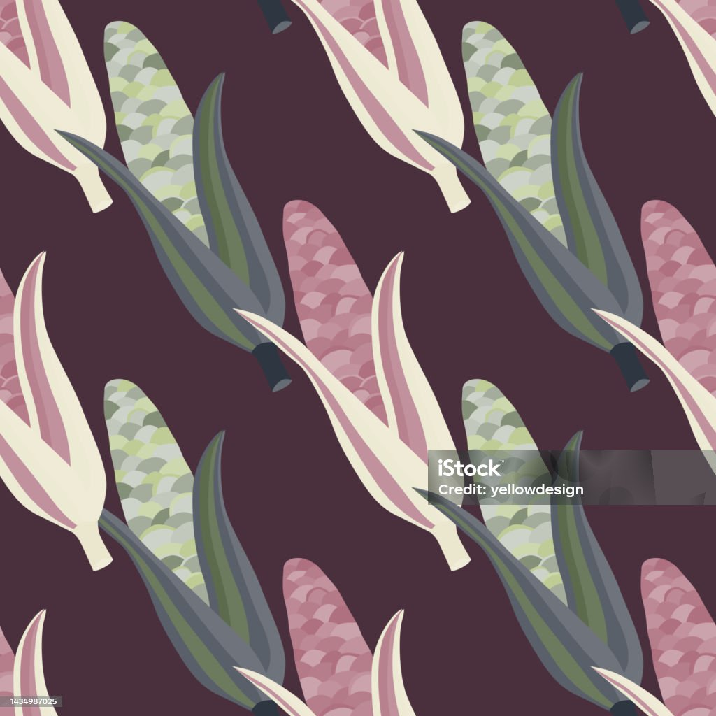 Corn Pattern Abstract Corn Plants Seamless Pattern Corn Cobs Endless Wallpaper Stock ...