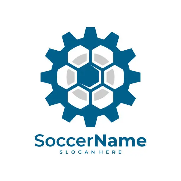 Vector illustration of Gear Soccer logo template, Football Gear logo design vector