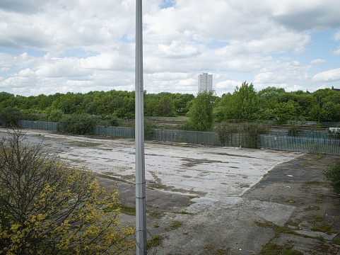 High angle view of brownfield site