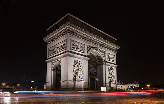 Arc de Triomphe in Paris. Arc de Triomphe standing at the western end of the Champs-Elysees. Paris, France.