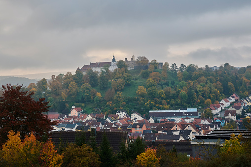 Heidenheim in Germany. Early morning mist one nice day in autumn.