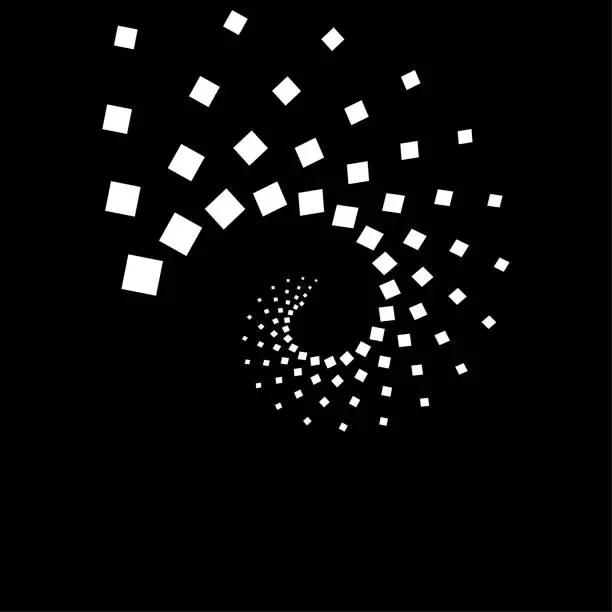 Vector illustration of White cubes, Black background. Futuristic technology concept. Digital space. Geometric shape. Vector illustration. stock image.