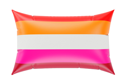 Pillow with Lesbian flag. 3D rendering isolated on white background