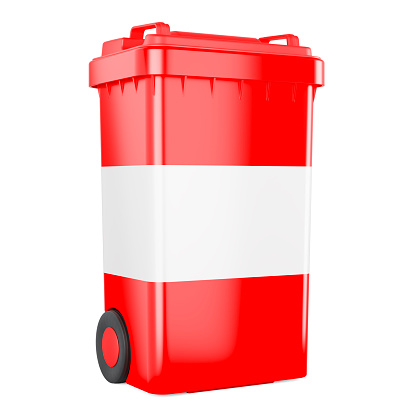 Orange Trash can isolated on white background with a clipping path.
