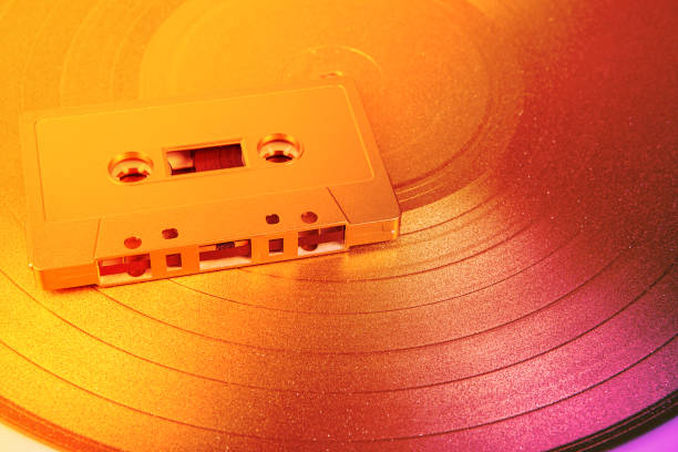 istock Vinyl record and cassette tape with recorded music 1435005423