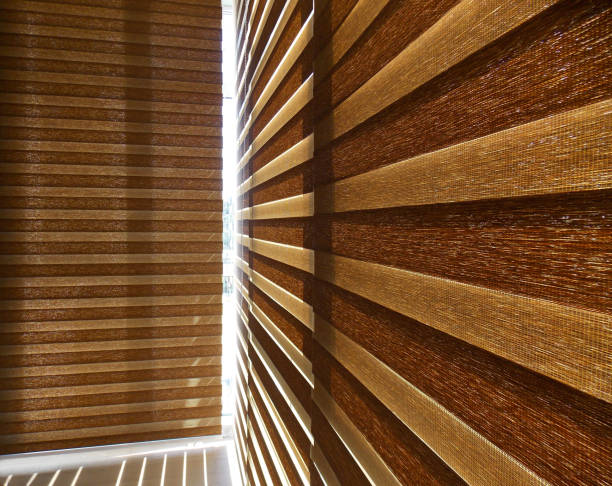 istock Double roller blinds closeup on the window in the interior 1435006779