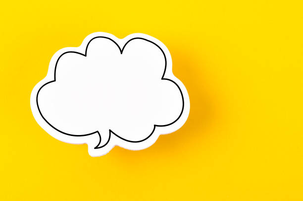 istock The Speech bubble with copy space communication talking speaking concepts on yellow color background. 1435007647