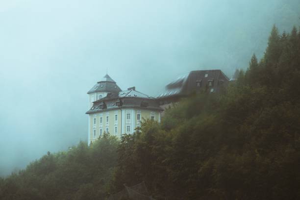 istock Mystical house in the forest covered with fog 1435007703