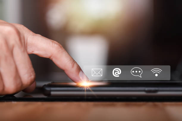 istock Customer support concept, online communication and service, business information hotline, modern technology assistance, problem solving and advice, human hand touching a smartphone. 1435008129