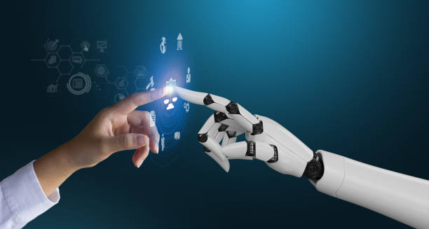 istock Virtual judge with Artificial Intelligence Law (AI) concept.Robot Hand touching Compliance Rules Law Regulation Policy Business Technology Interface. 1435014520