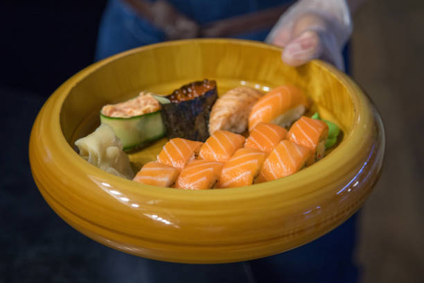 istock King salmon roll and Carrot Ingredient,  with Kamchatsky crab, arugula, avocado, 1435015295