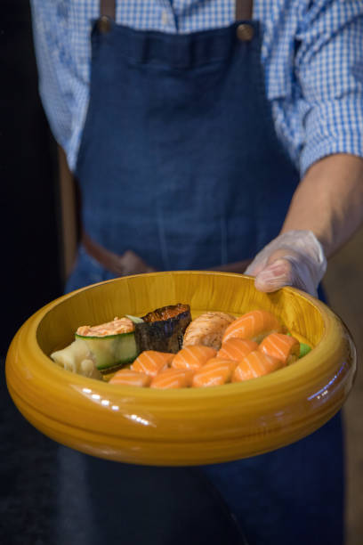 istock King salmon roll and Carrot Ingredient,  with Kamchatsky crab, arugula, avocado, 1435015579