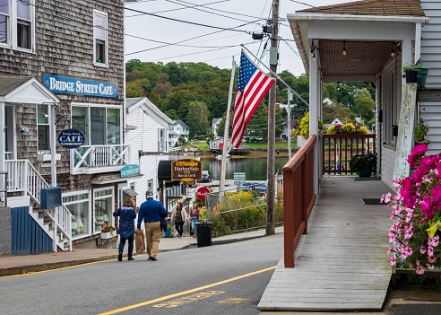 Boothbay Harbor is a popular waterfront destination for boating and is home to quaint gift shops and specialty stores, galleries, breweries,  bars, and restaurants where fresh seafood is showcased.
