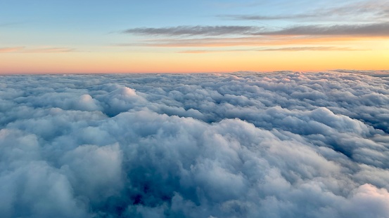 Dramatic panorama sky with cloud on sunrise and sunset time. Panoramic image.