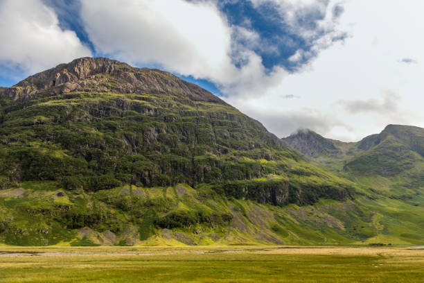 istock View looking across a valley to a small mountain range in Scotland, UK 1435025225