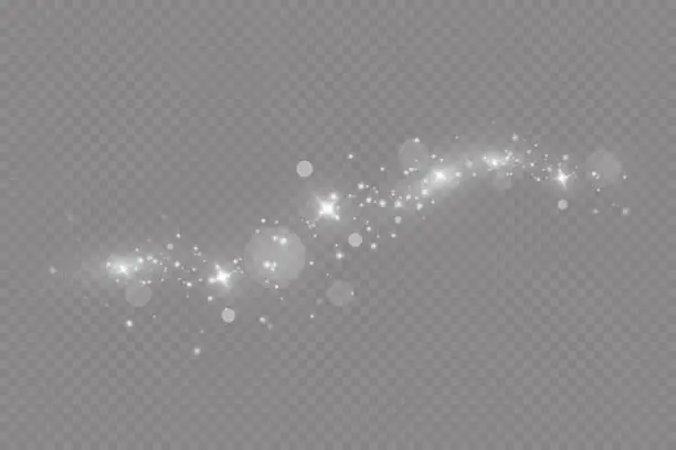 Vector illustration of Light effect with glitter particles.Christmas dust.White sparks shine with special light.