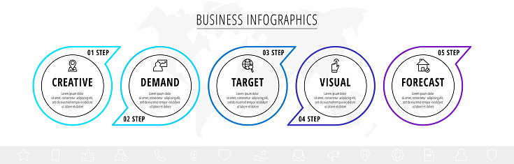 5 Line Reference Minimal Infographics With Five Line Circles Elements Stock Illustration ...