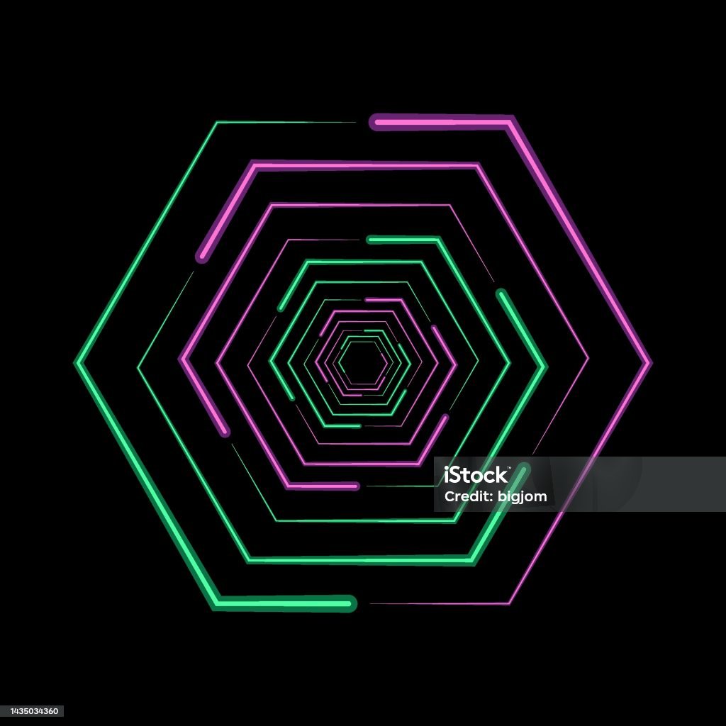 Neon Abstract Vector Neon Hexagon Frame Or Neon Lights Sign Vector Abstract Background Stock ...