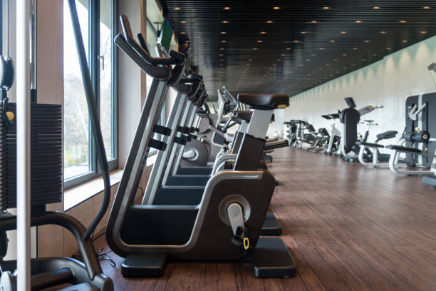 istock Interior Of New Modern Gym With Equipment 1435035237