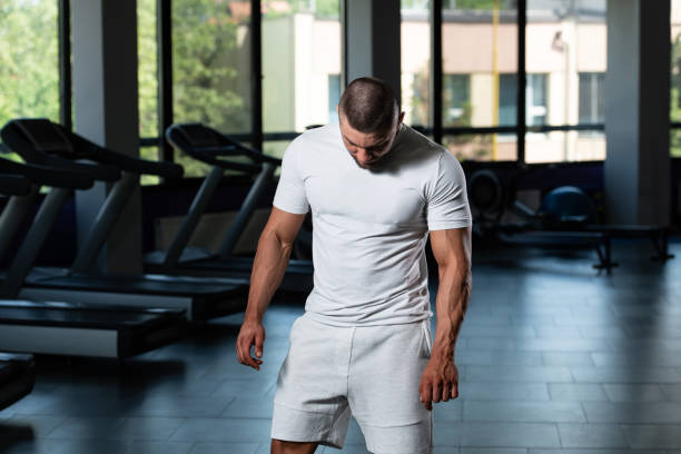 istock Healthy Man Posing In White T-shirt 1435035667