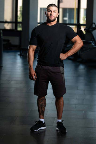 istock Healthy Man Posing In Black T-shirt 1435035669