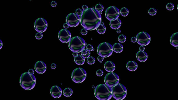 istock Water bead bubbles. Beautiful optical abstract color bokeh in the darkness background. 1435036716