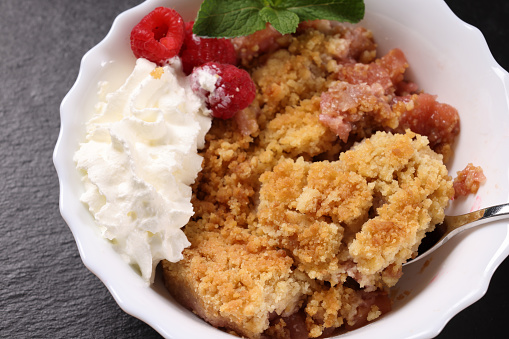 Apple Crumble with whipped cream