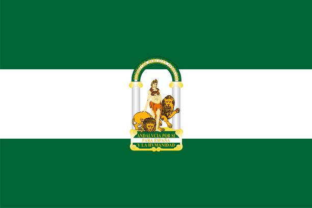 アンダルシアの旗、スペインの自治コミュニティ。ベクターイラストレーション。 - アンダルシア州点のイラスト素材／クリップアート素材／マンガ素材��／アイコン素材