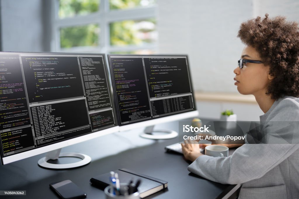 Software Programmer Or Coder Woman Stock Photo - Download Image Now ...