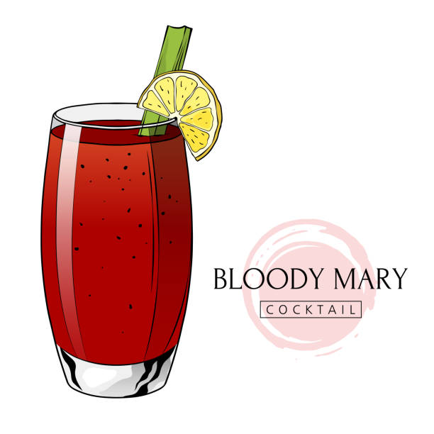 Bloody Mary Cocktail Hand Drawn Alcoholic Drink With Lemon Slice And Celery  Vector Illustration Stock Illustration - Download Image Now - iStock
