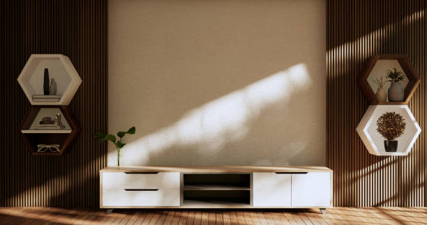 istock Empty wooden Cabinet on wooden room tropical style.3D rendering 1435045694
