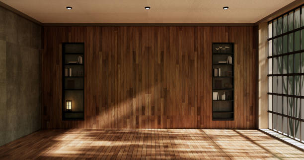 istock Cleaning empty room interior japandi wabi sabi style.3D rendering 1435046000