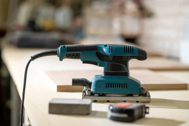 istock Close up picture of woodworking tools in a workshop 1435046712