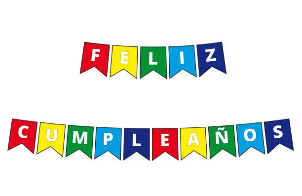 Vector illustration of Multicolor penant feliz cumpleaños banner on a white background (trad:happy birthday)