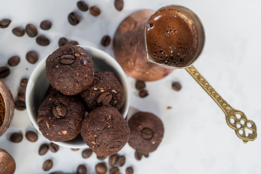 Vegan coffee chocolate energy balls