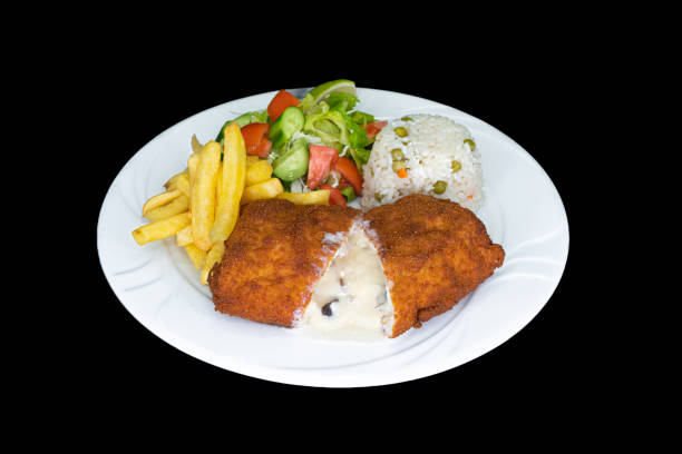 istock Fried stuffed chicken in a white plate 1435049798