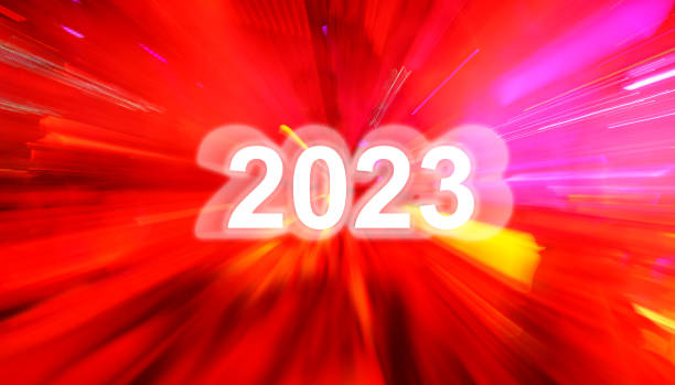 istock Celebrating arrival 2023 in a disco party with explosion effect 1435050061
