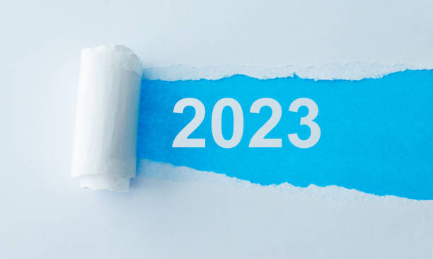 istock Torn paper with space writing 2023, new year concept 1435050213