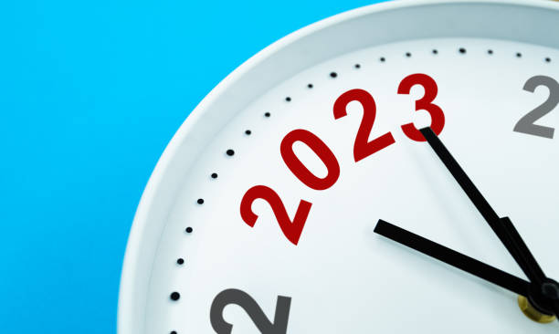 istock New year number 2023 on white clock 1435051465